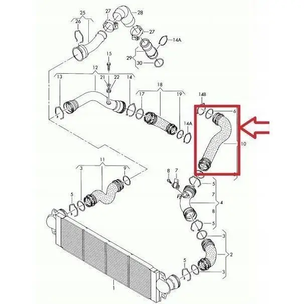 Durite de turbo pour vw transporter t5 2 5 tdi 7h